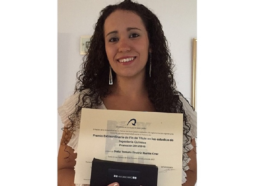 JUNE 2017. Doctoratal student Yumara Beatriz Martón Cruz, was awardered extraordinary prize of graduation in Chemical Engineering