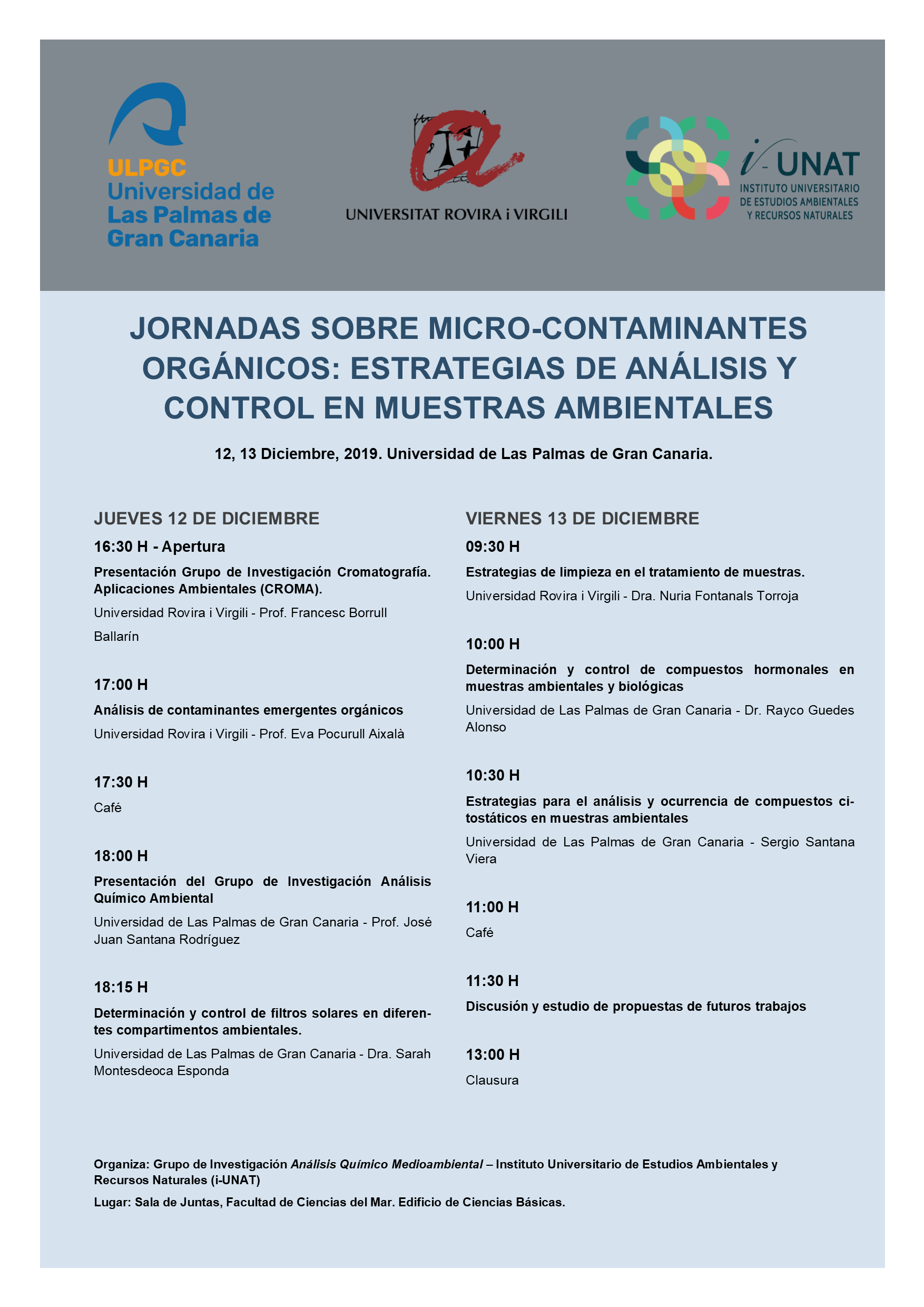 JORNADAS SOBRE MICRO-CONTAMINANTES ORGÍNICOS