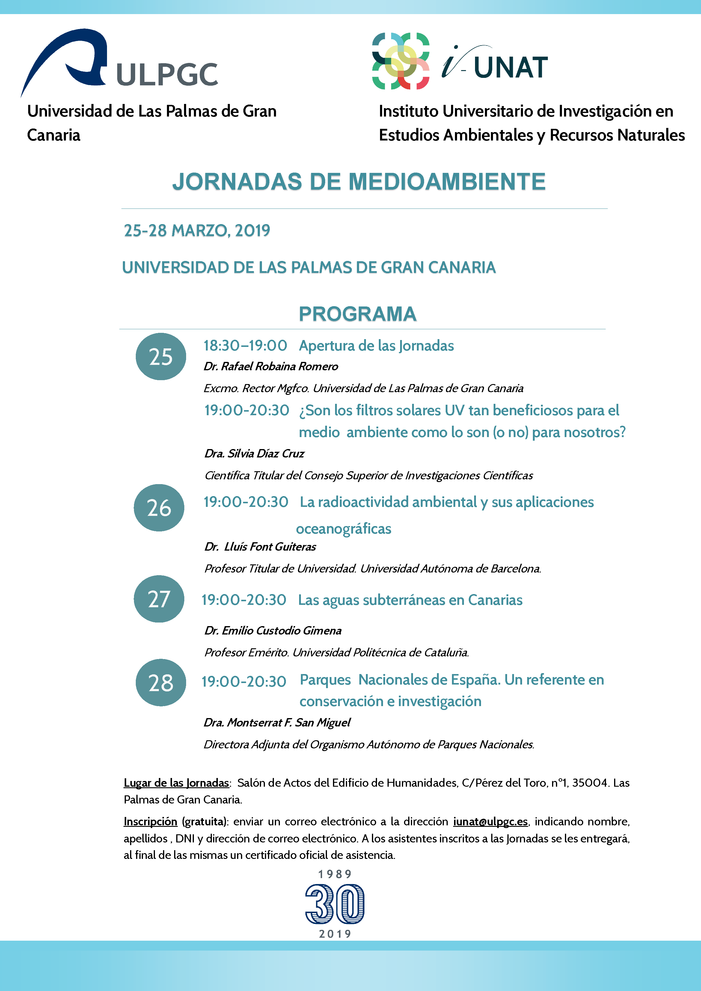 MARZO 2019. Jornadas de Medioambiente